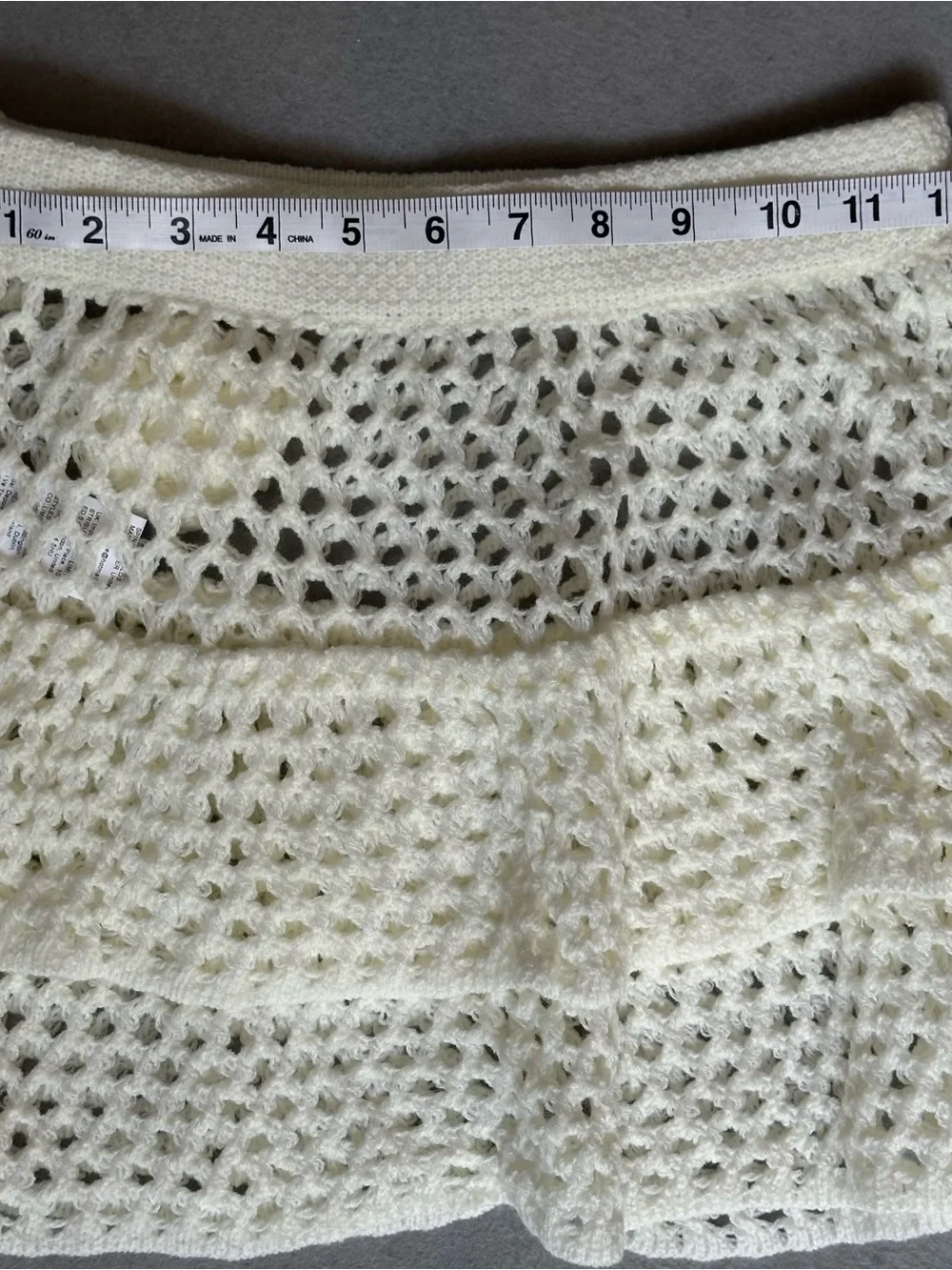 Cream Crochet Tiered Skirt with Floral Accent